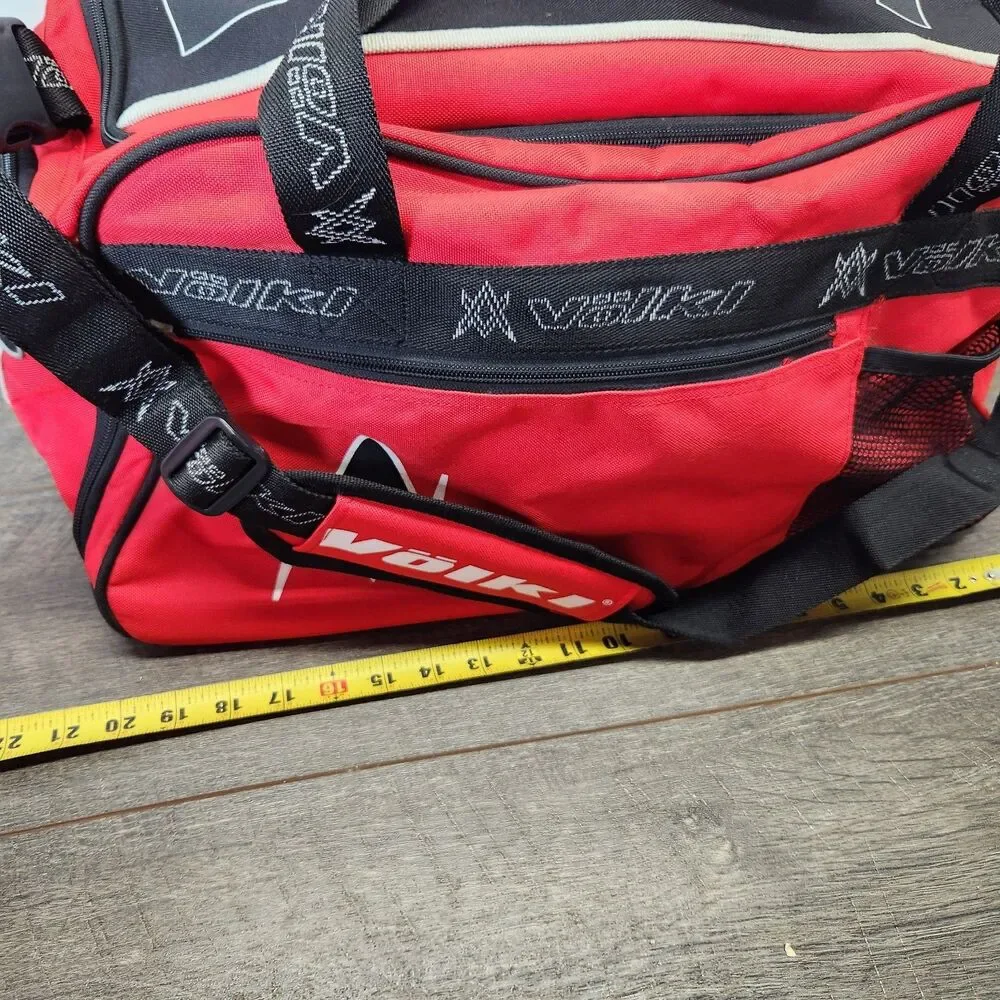 Volkl Duffle Bag Red & Black W/Shoulder Strap Shoe Pocket Made In Sri Lanka Rare